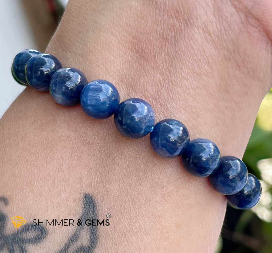 Blue Kyanite 8Mm Bracelet With Faceted 4Mm Gold Filled Beads (High Frequency) Bracelets