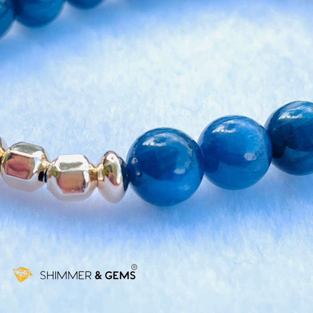 Blue Kyanite 8Mm Bracelet With Faceted 4Mm Gold Filled Beads (High Frequency) Bracelets