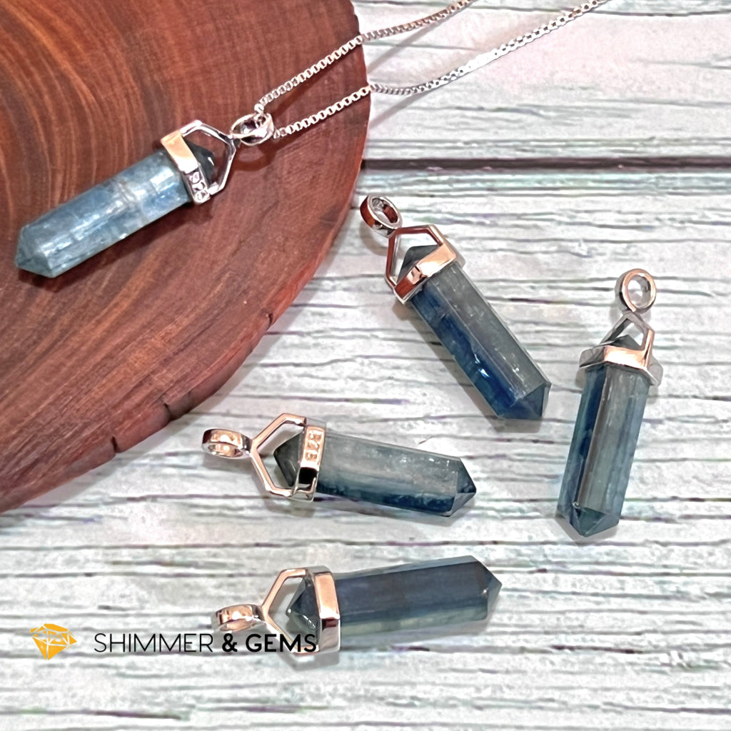 Blue Kyanite Double Pointer Pendant 925 Silver Charms & Pendants