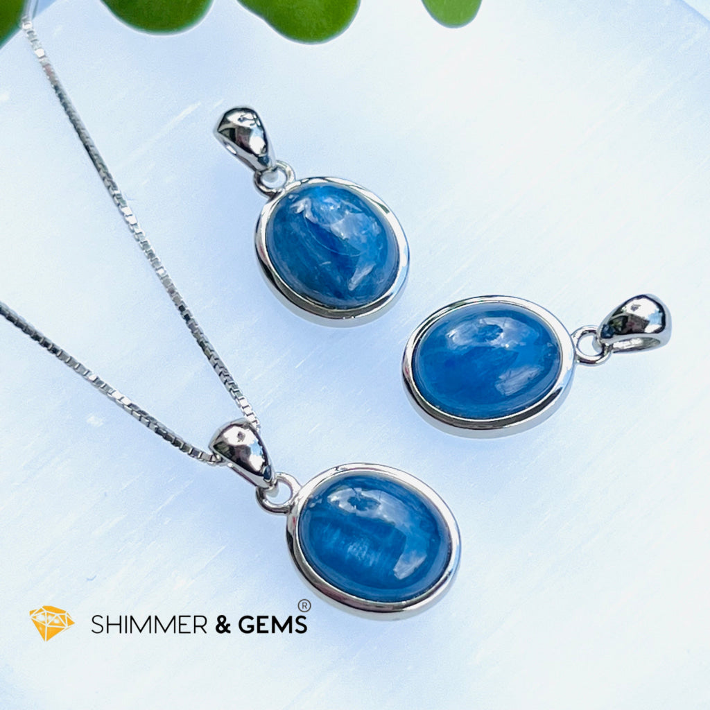 Blue Kyanite Oval Pendant Aa Grade Charms & Pendants