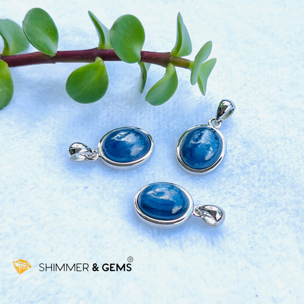 Blue Kyanite Oval Pendant Aa Grade Charms & Pendants