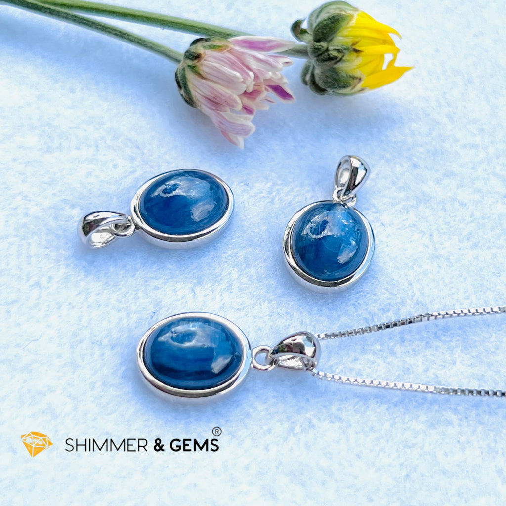 Blue Kyanite Oval Pendant Aa Grade Charms & Pendants