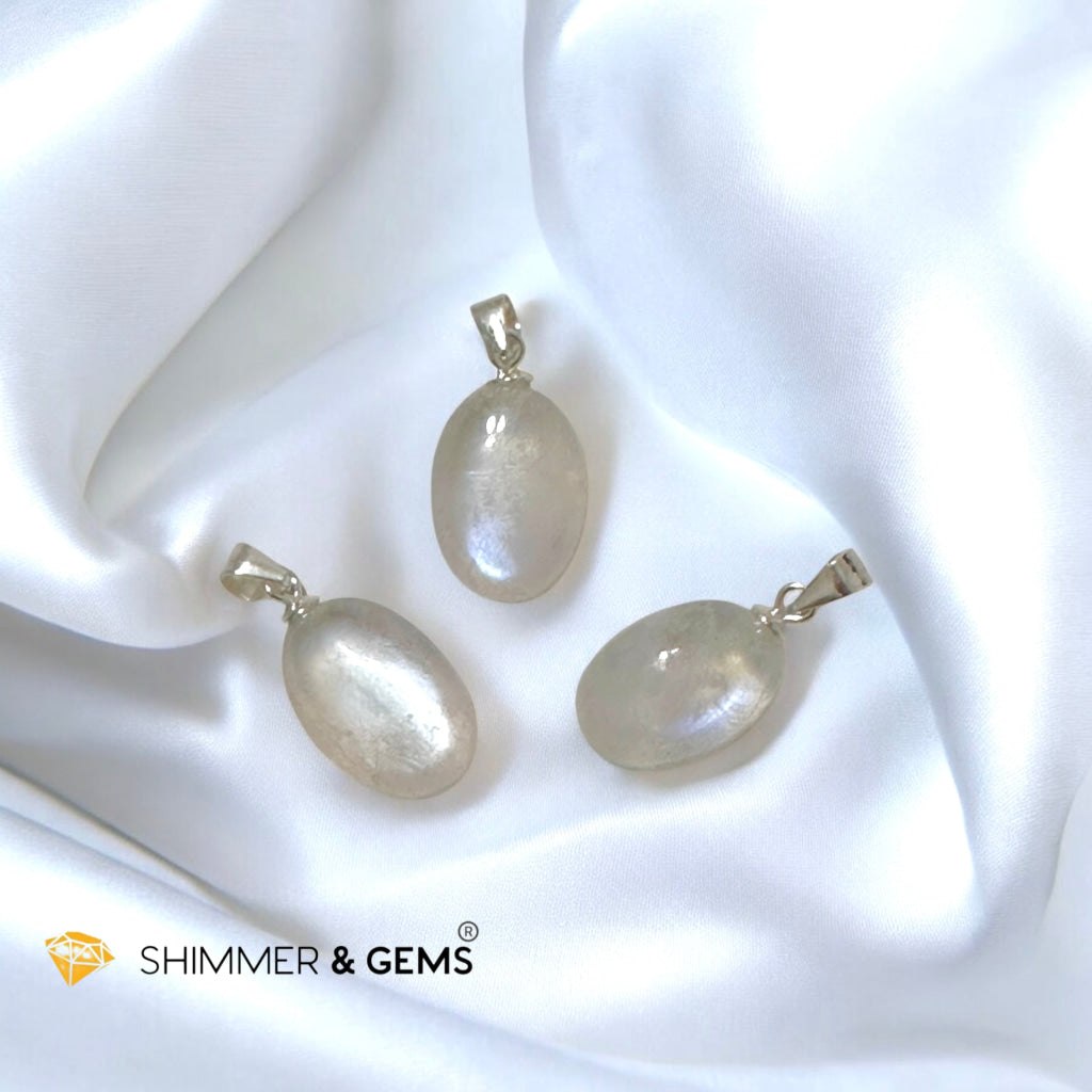 Blue Moonstone Oval Pendant 925 Silver- Magnet for Love
