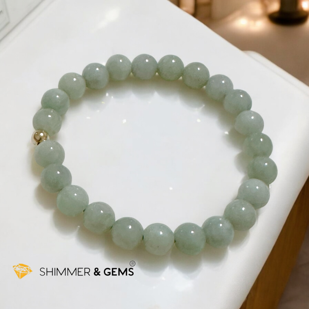 Burma Jade 8mm AAA Grade Bracelet with 14k gold-filled bead, Premium