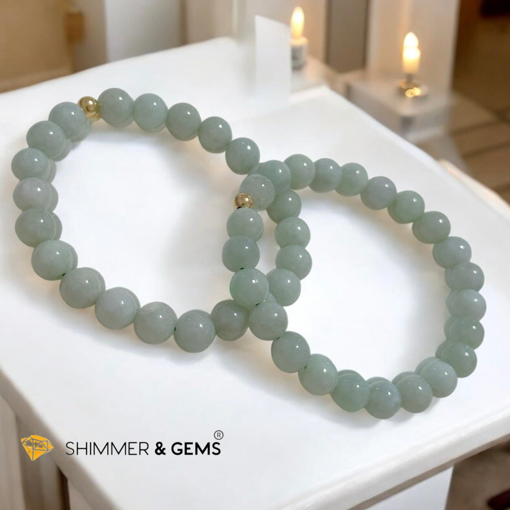 Burma Jade 8mm AAA Grade Bracelet with 14k gold-filled bead, Premium