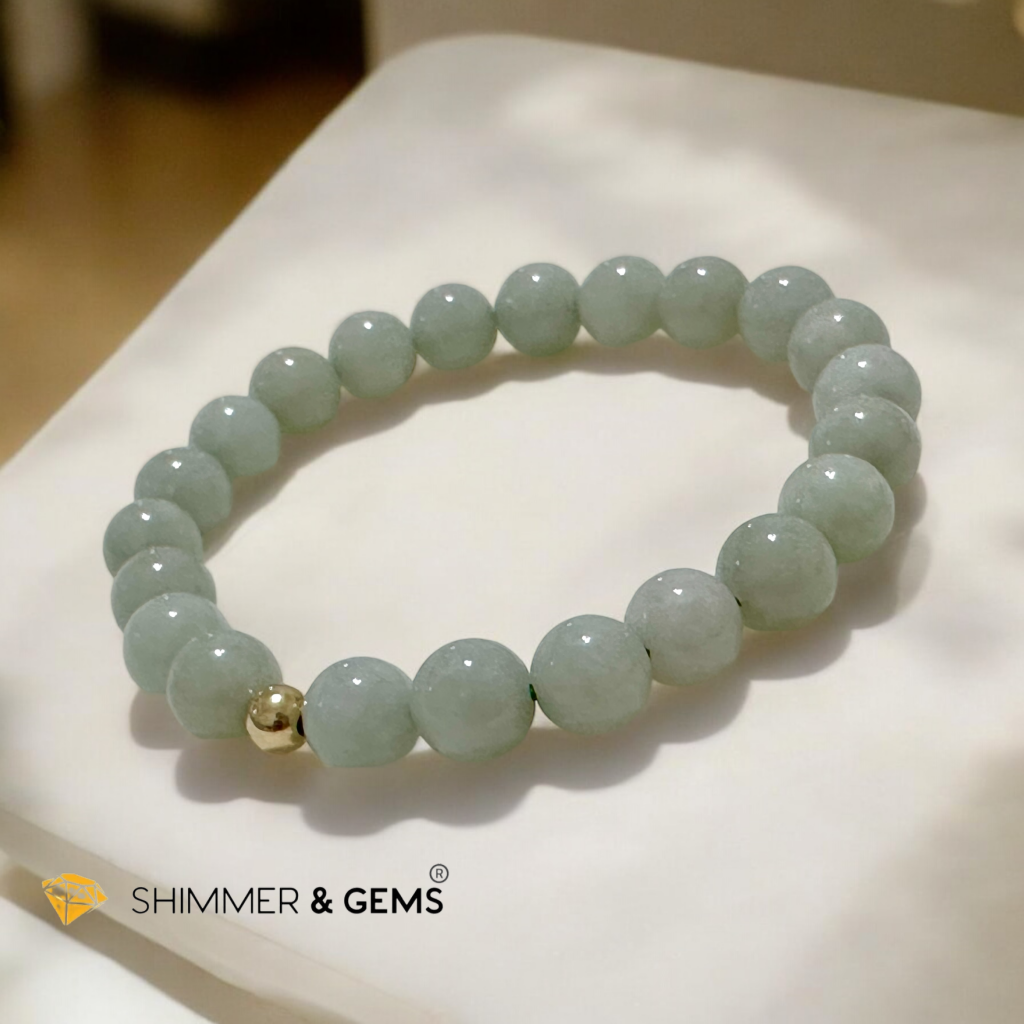 Burma Jade 8mm AAA Grade Bracelet with 14k gold-filled bead, Premium
