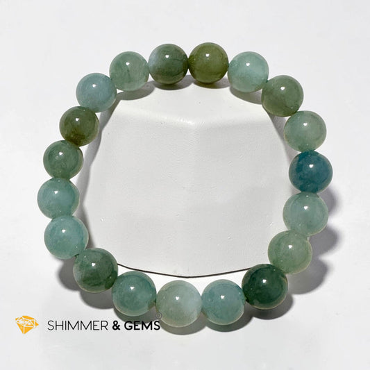 Burma Jadeite Ice Multi-green 10mm Bracelet (Type A) Premium
