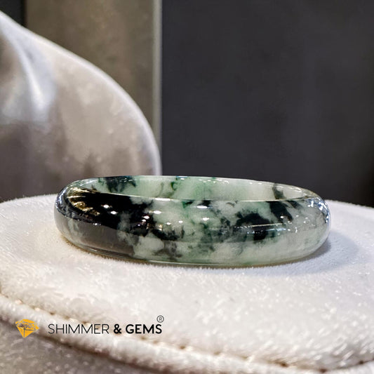 Burma Jadeite Type A Bangle (Light Green & Black) 58mm Code 12