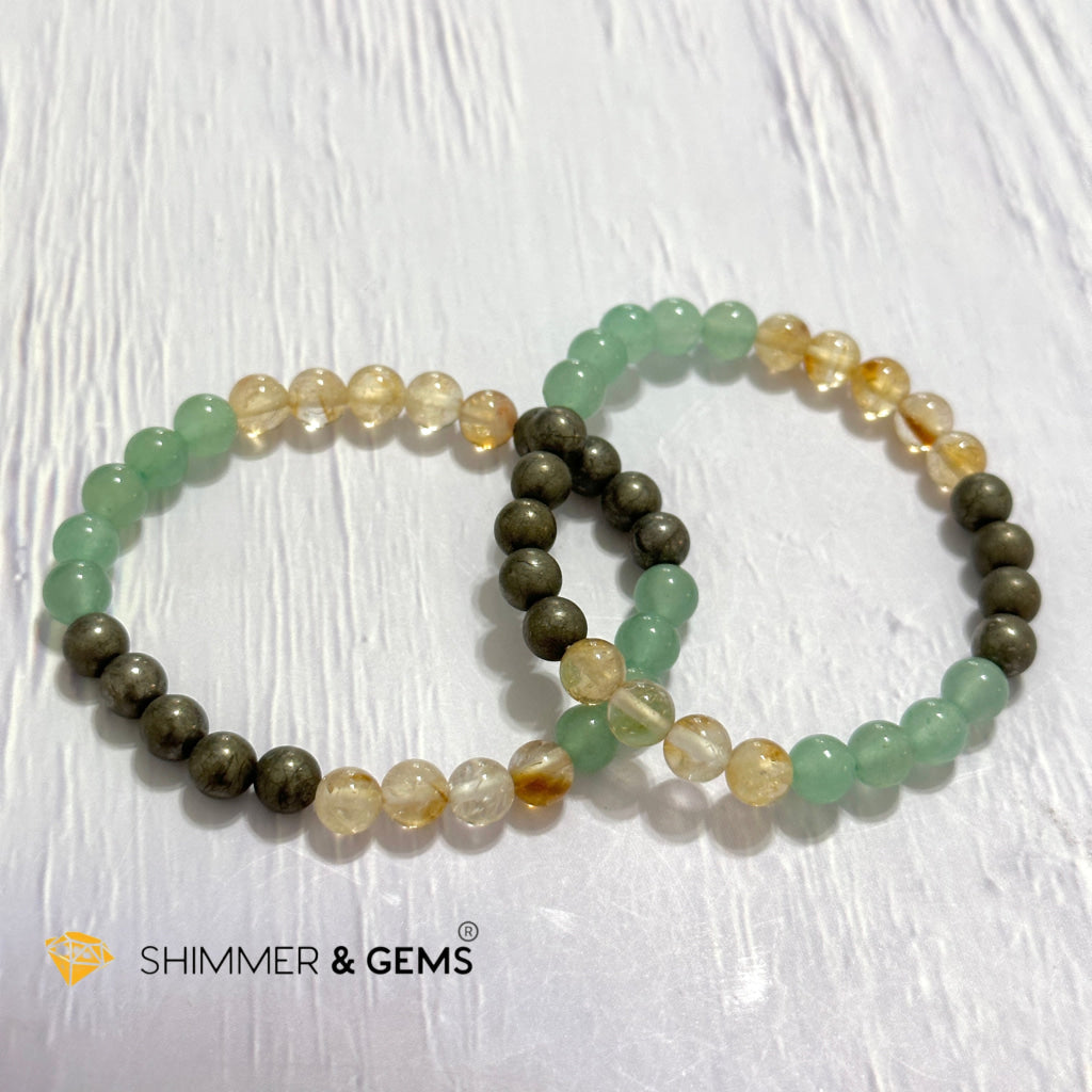 Business Luck Remedy Bracelet (Pyrite, Citrine, Aventurine 6mm)
