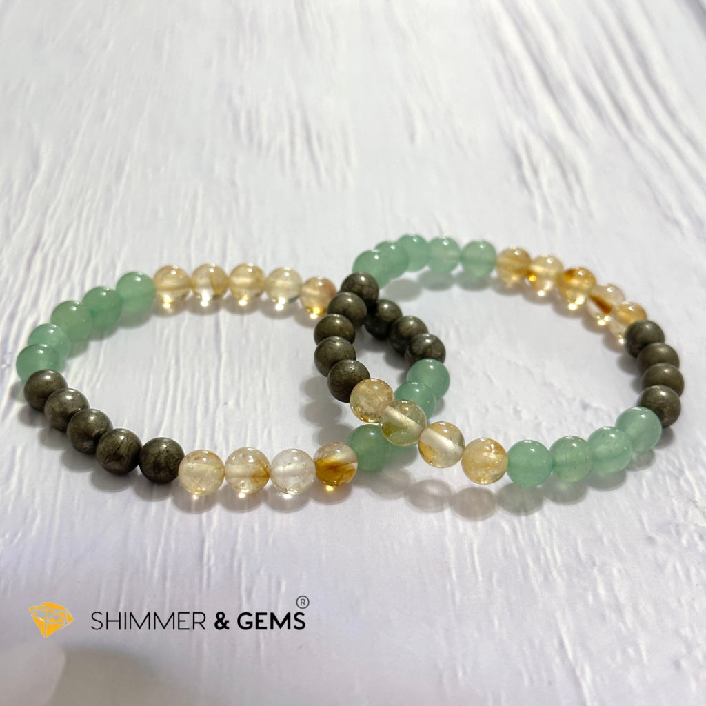 Business Luck Remedy Bracelet (Pyrite, Citrine, Aventurine 6mm)