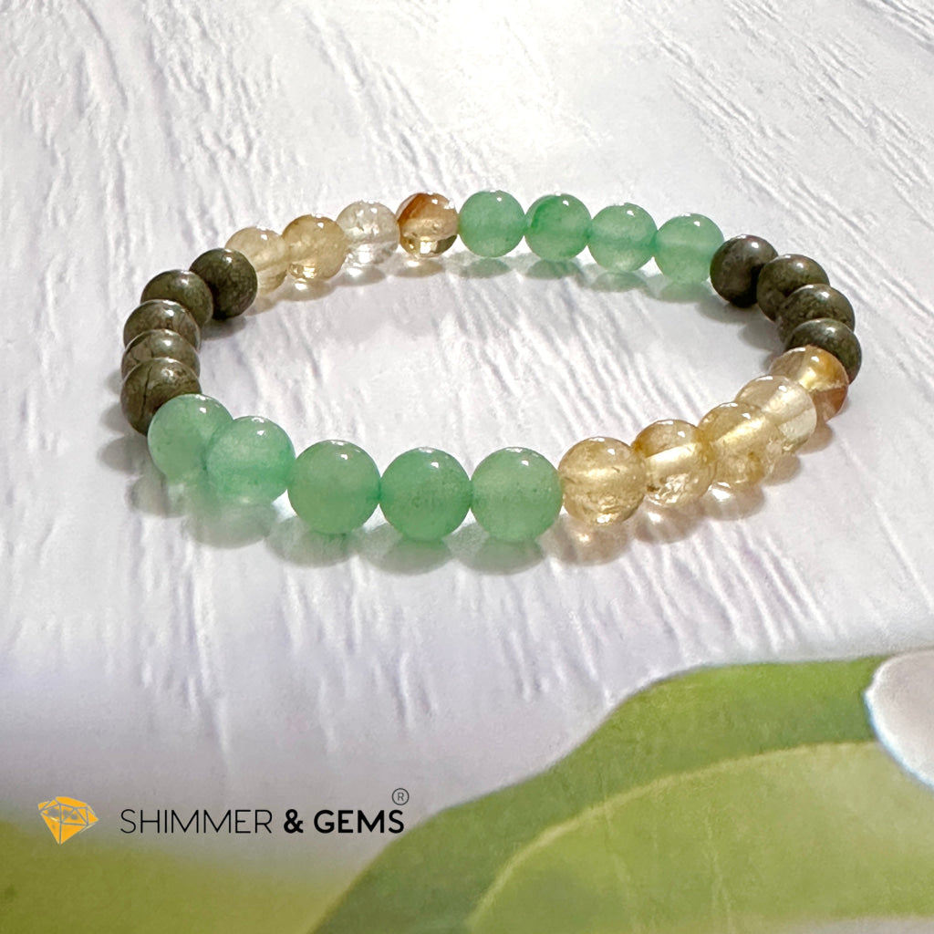 Business Luck Remedy Bracelet (Pyrite, Citrine, Aventurine 6mm)