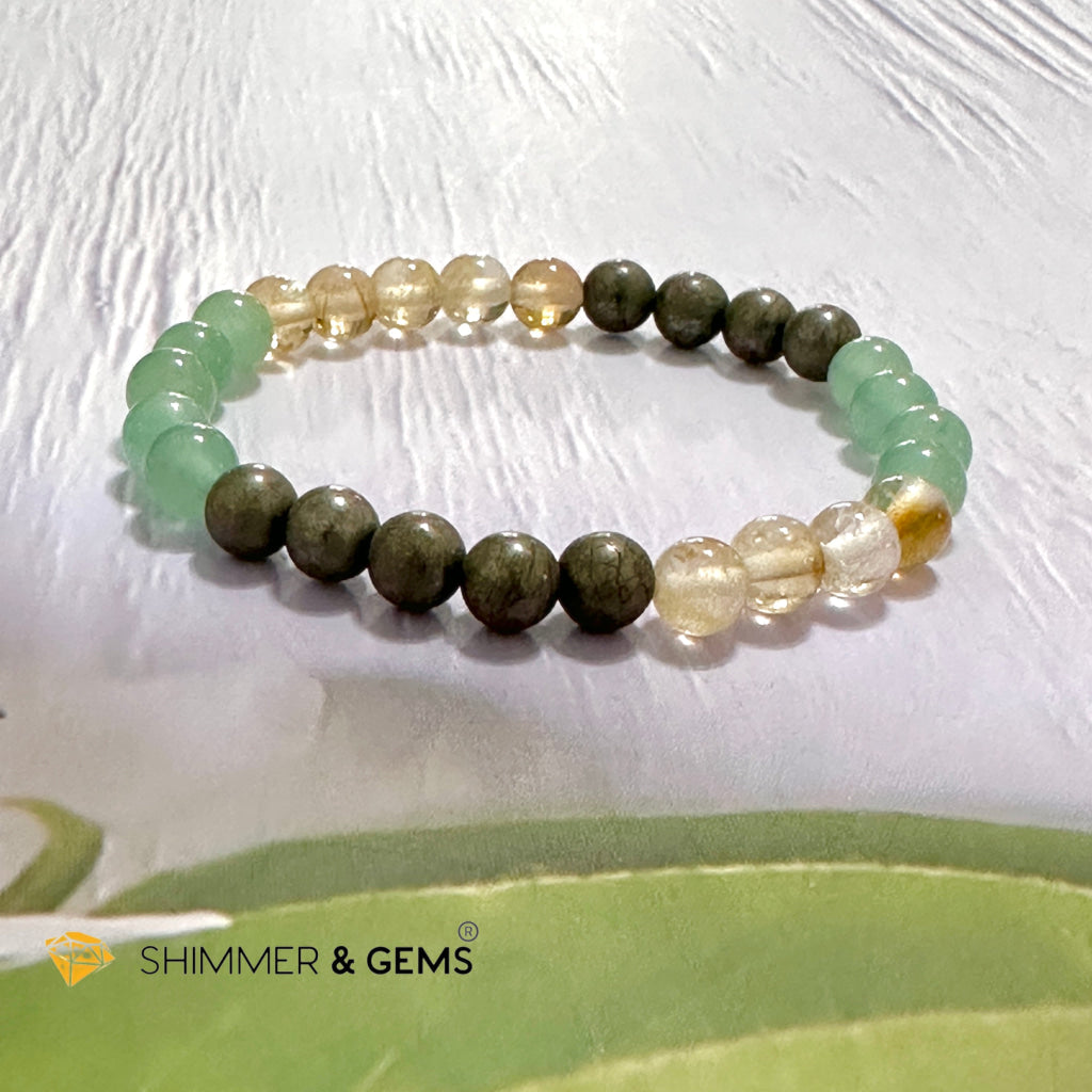 Business Luck Remedy Bracelet (Pyrite, Citrine, Aventurine 6mm)