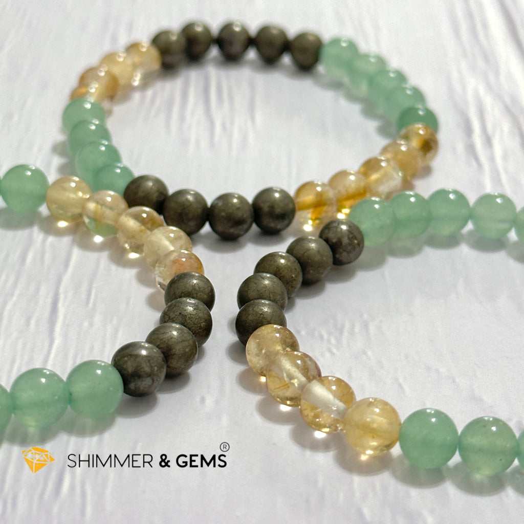 Business Luck Remedy Bracelet (Pyrite, Citrine, Aventurine 6mm)