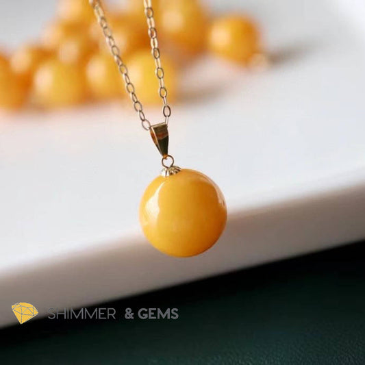 Butter Amber Bead 18K Gold Pendant 10Mm Only Charms & Pendants