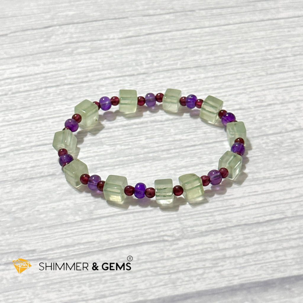 Calmness & Joy Bracelet (Prehnite, Amethyst and Garnet)