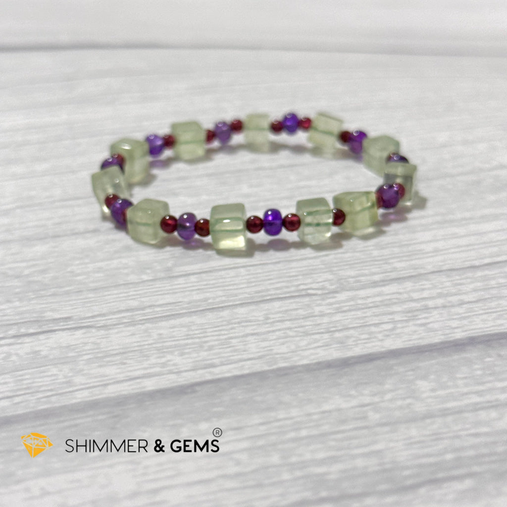 Calmness & Joy Bracelet (Prehnite, Amethyst and Garnet)