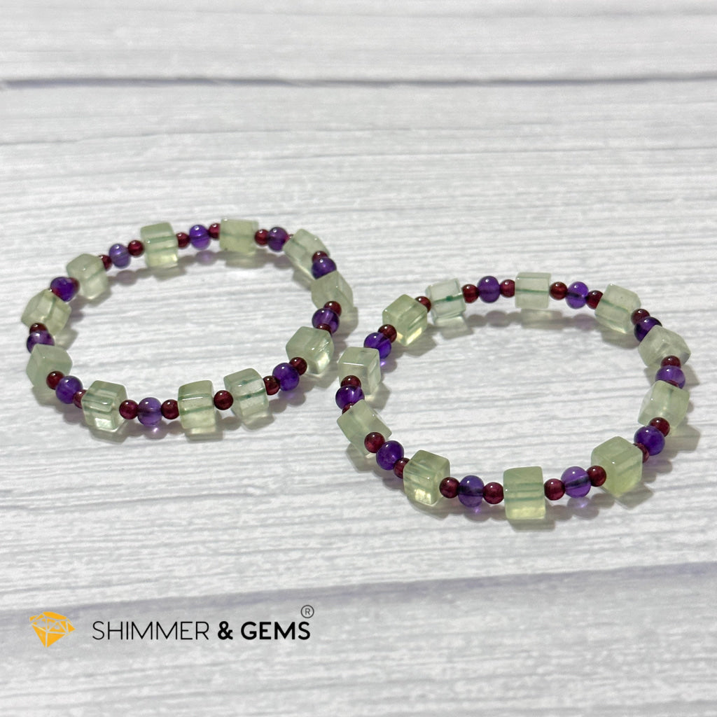 Calmness & Joy Bracelet (Prehnite, Amethyst and Garnet)