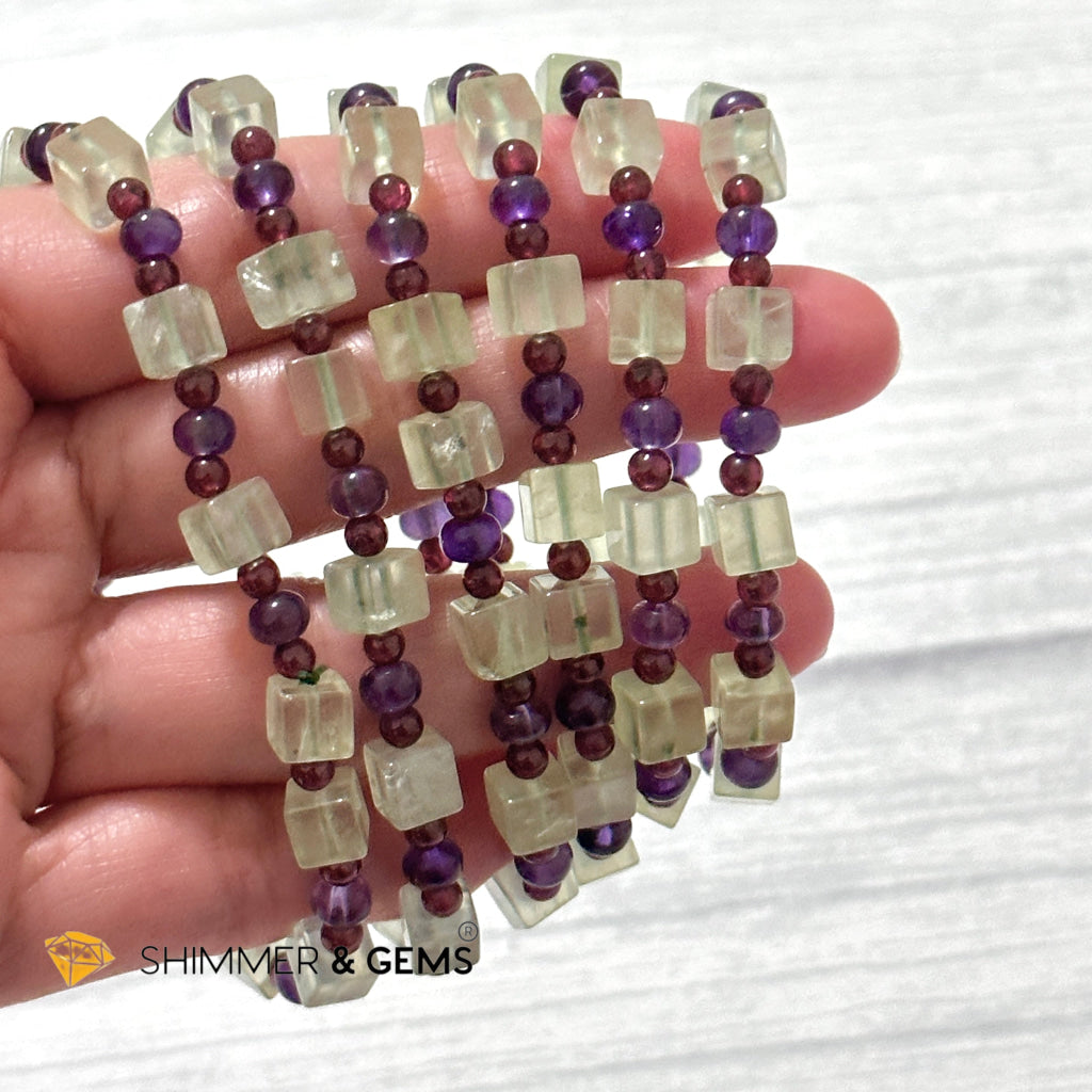 Calmness & Joy Bracelet (Prehnite, Amethyst and Garnet)