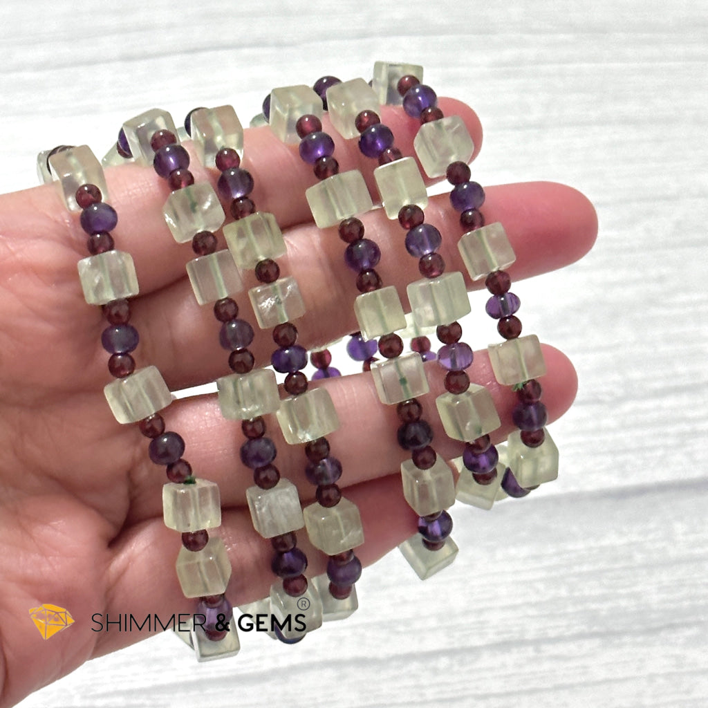 Calmness & Joy Bracelet (Prehnite, Amethyst and Garnet)