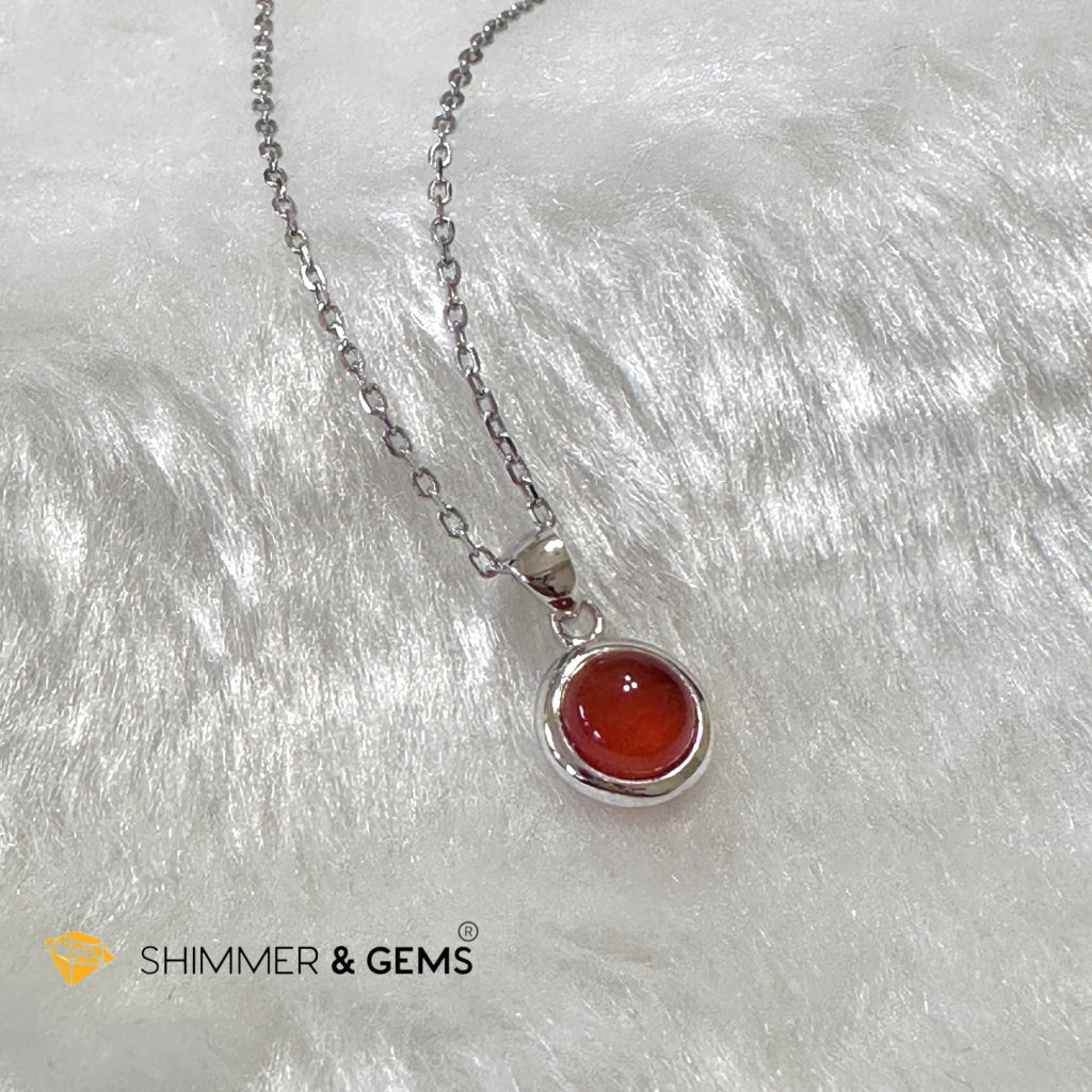 Carnelian 6mm Round 925 Silver Pendant AAA