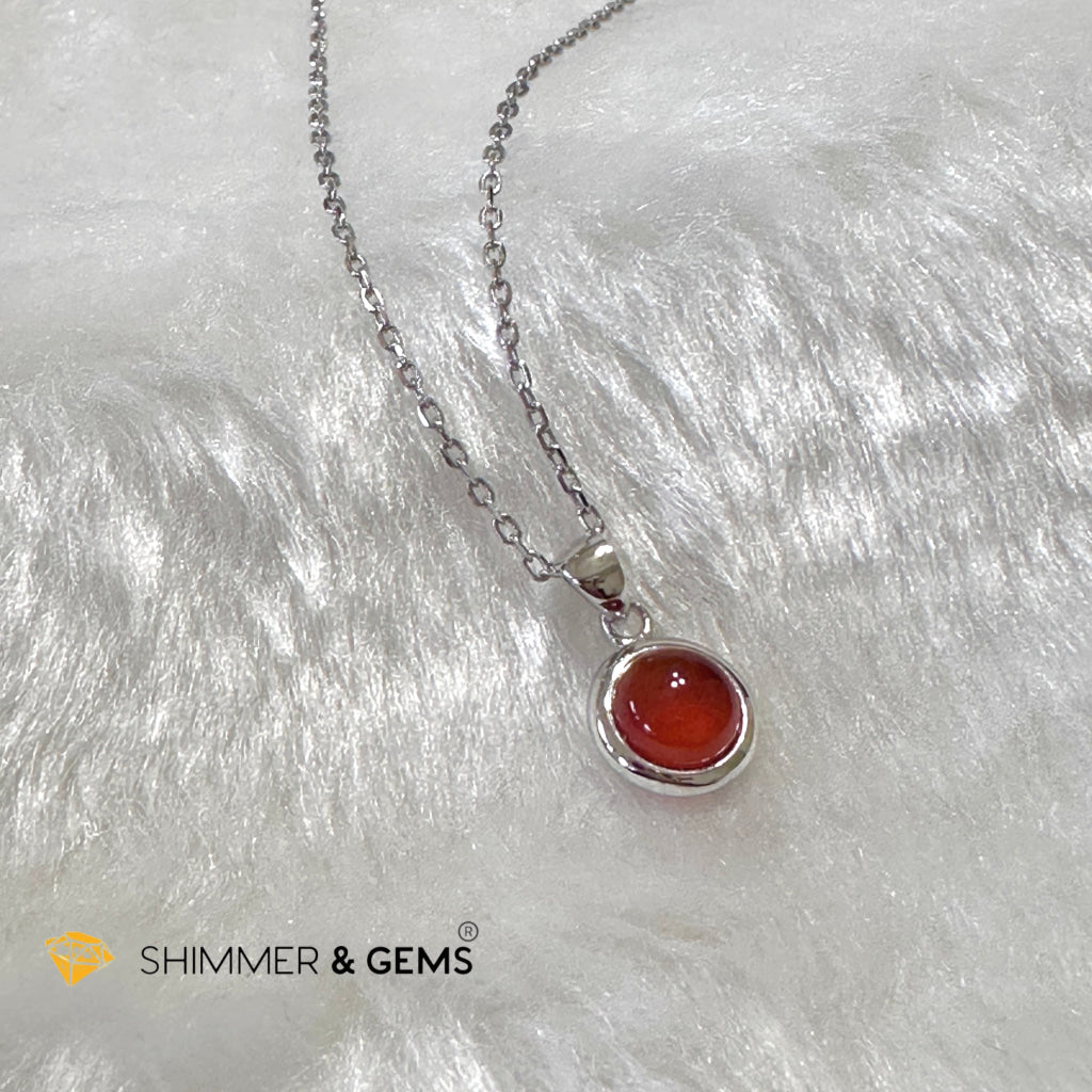 Carnelian 6mm Round 925 Silver Pendant AAA