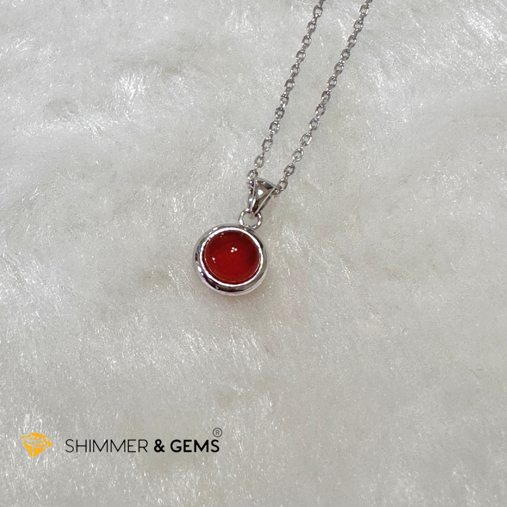 Carnelian 6mm Round 925 Silver Pendant AAA