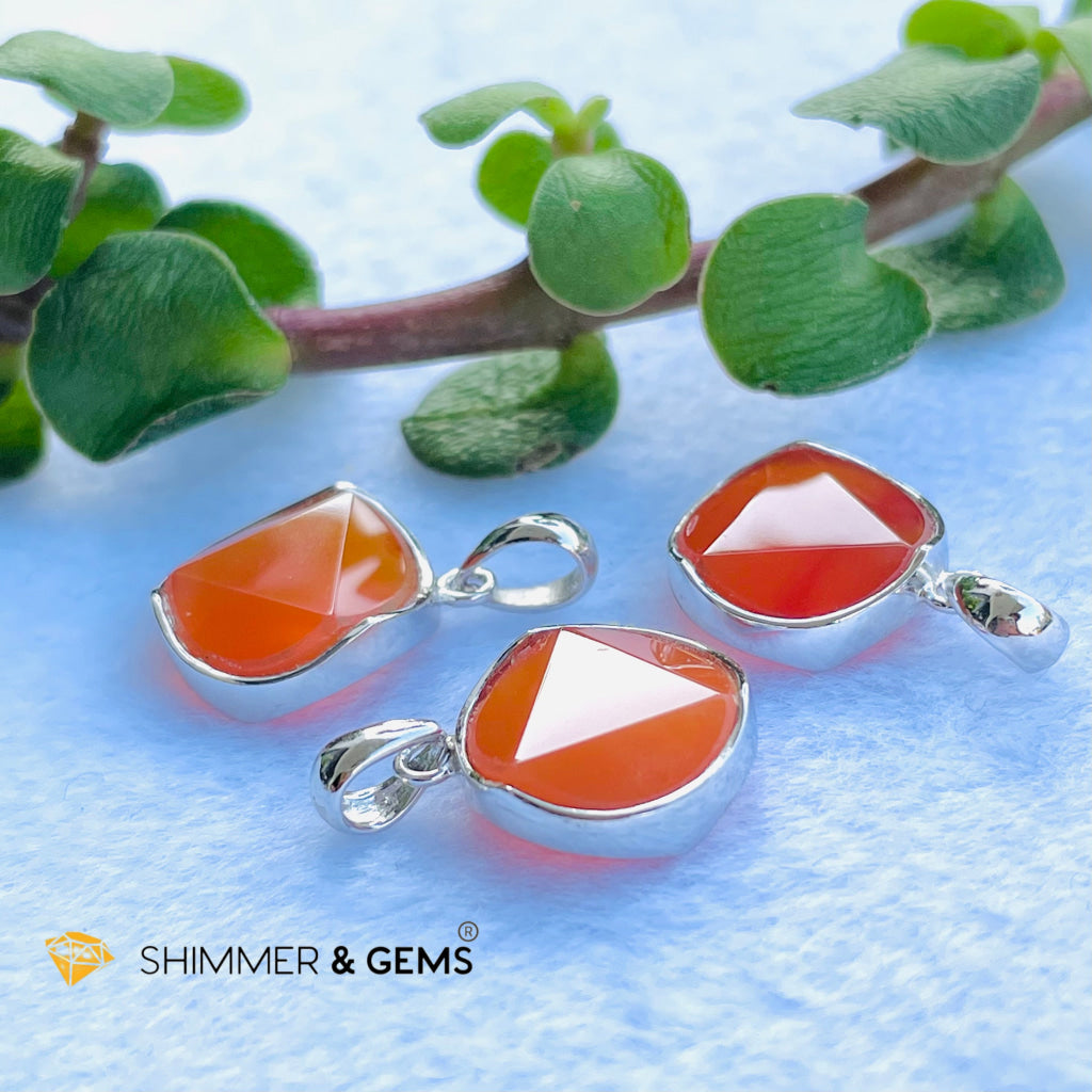 Star Of David Carnelian 12Mm Pendant 925 Silver (Motivation & Creativity) Charms Pendants