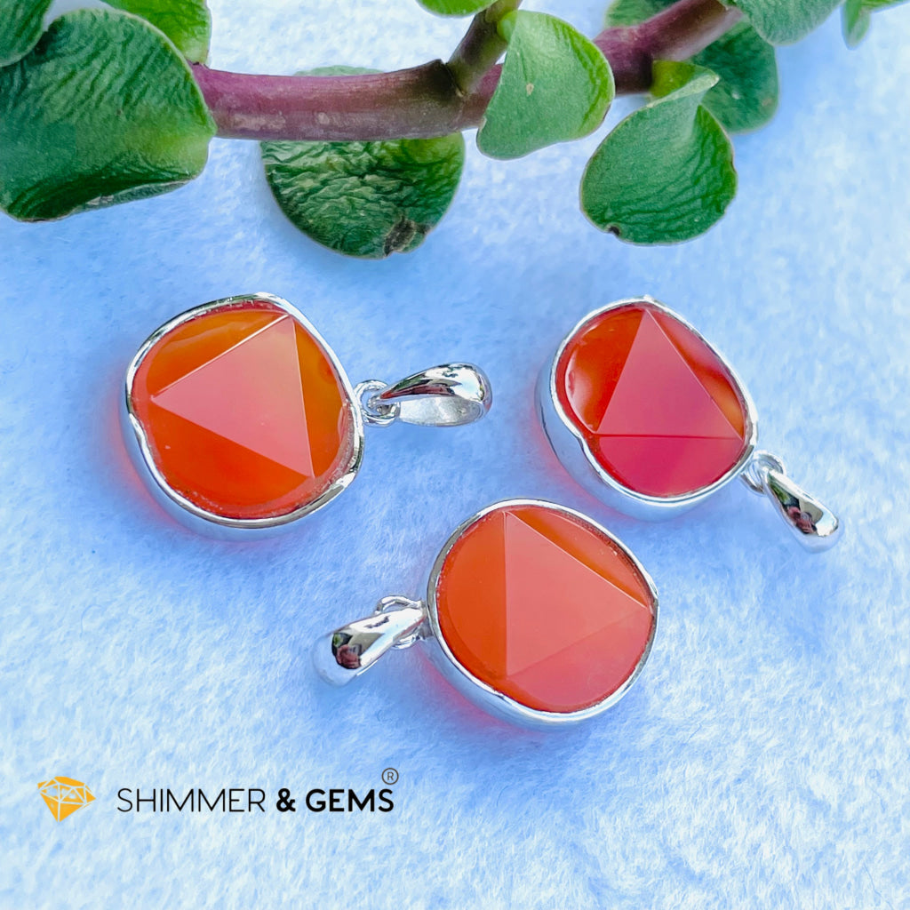 Star Of David Carnelian 12Mm Pendant 925 Silver (Motivation & Creativity) Charms Pendants