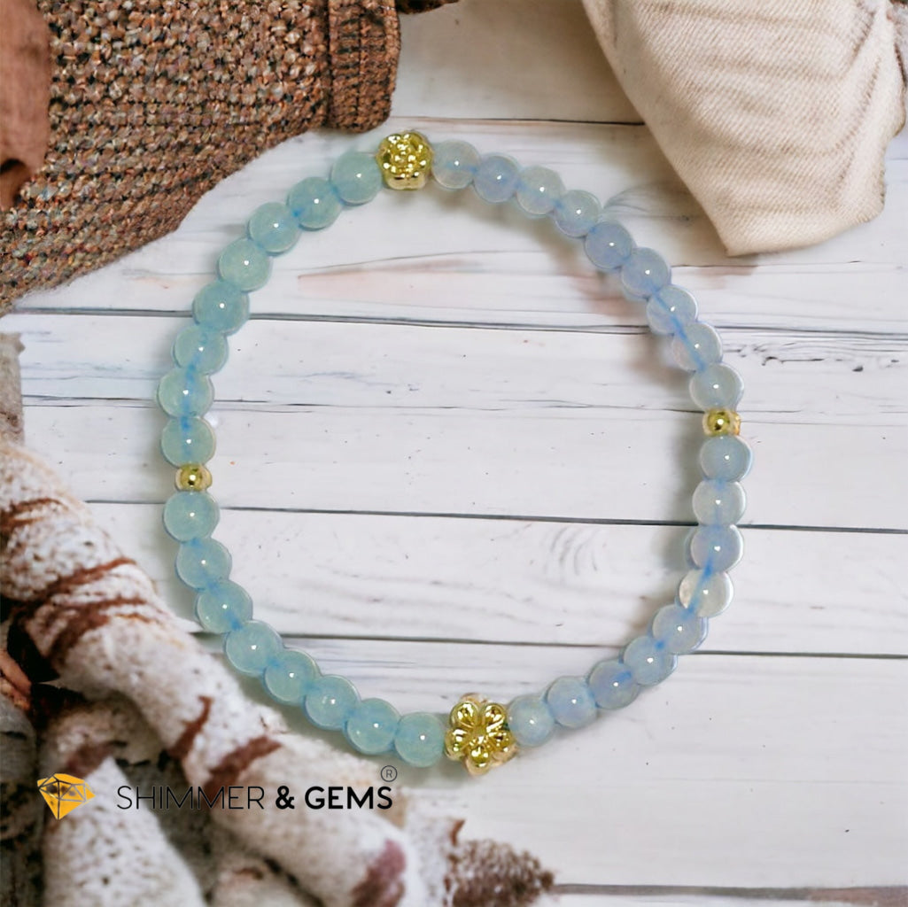 Cash Flow 4mm Bracelet (Aquamarine & Chalcedony)