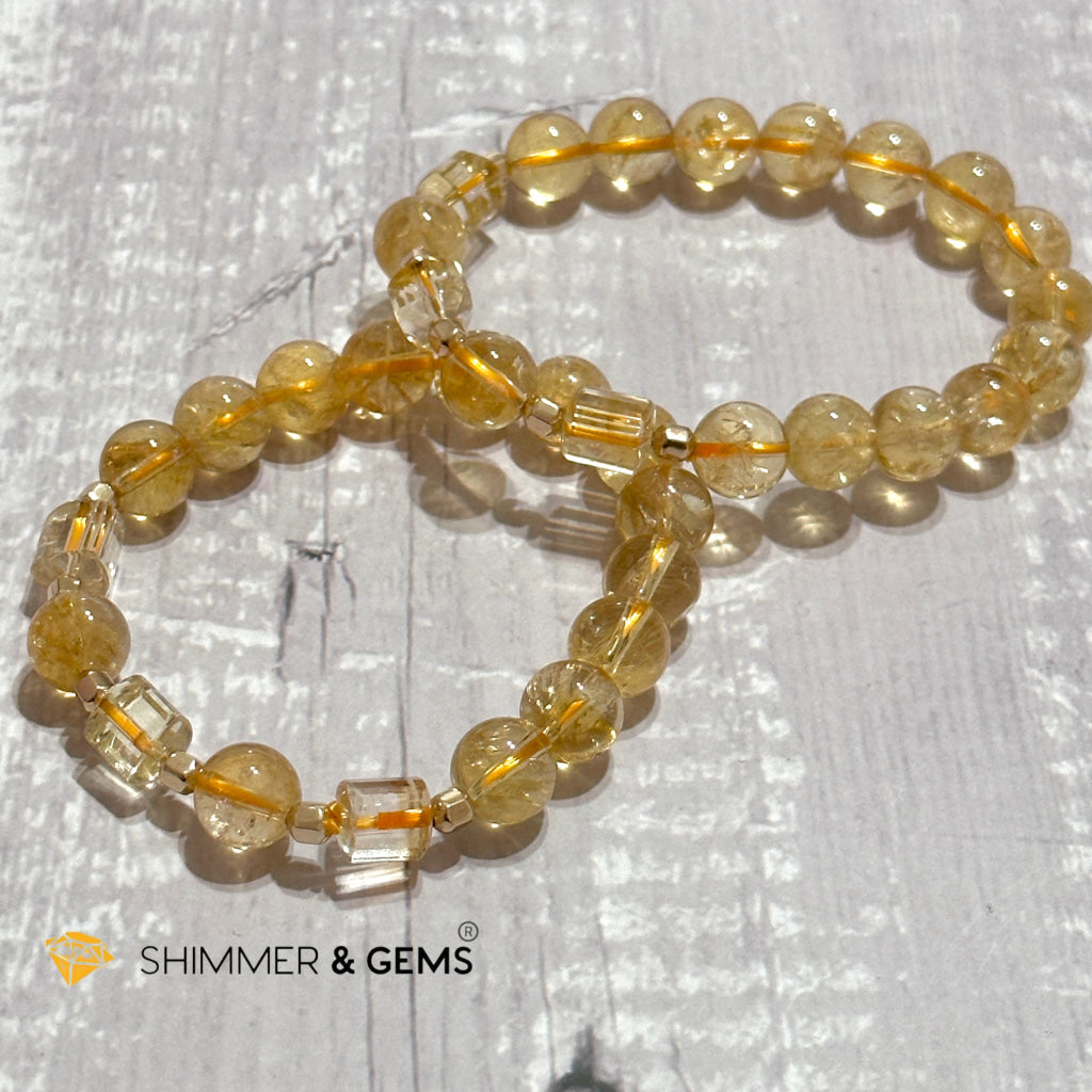 Citrine 10mm With 14k gold-filled Healing Bracelet (Money & Wealth)AAA Grade