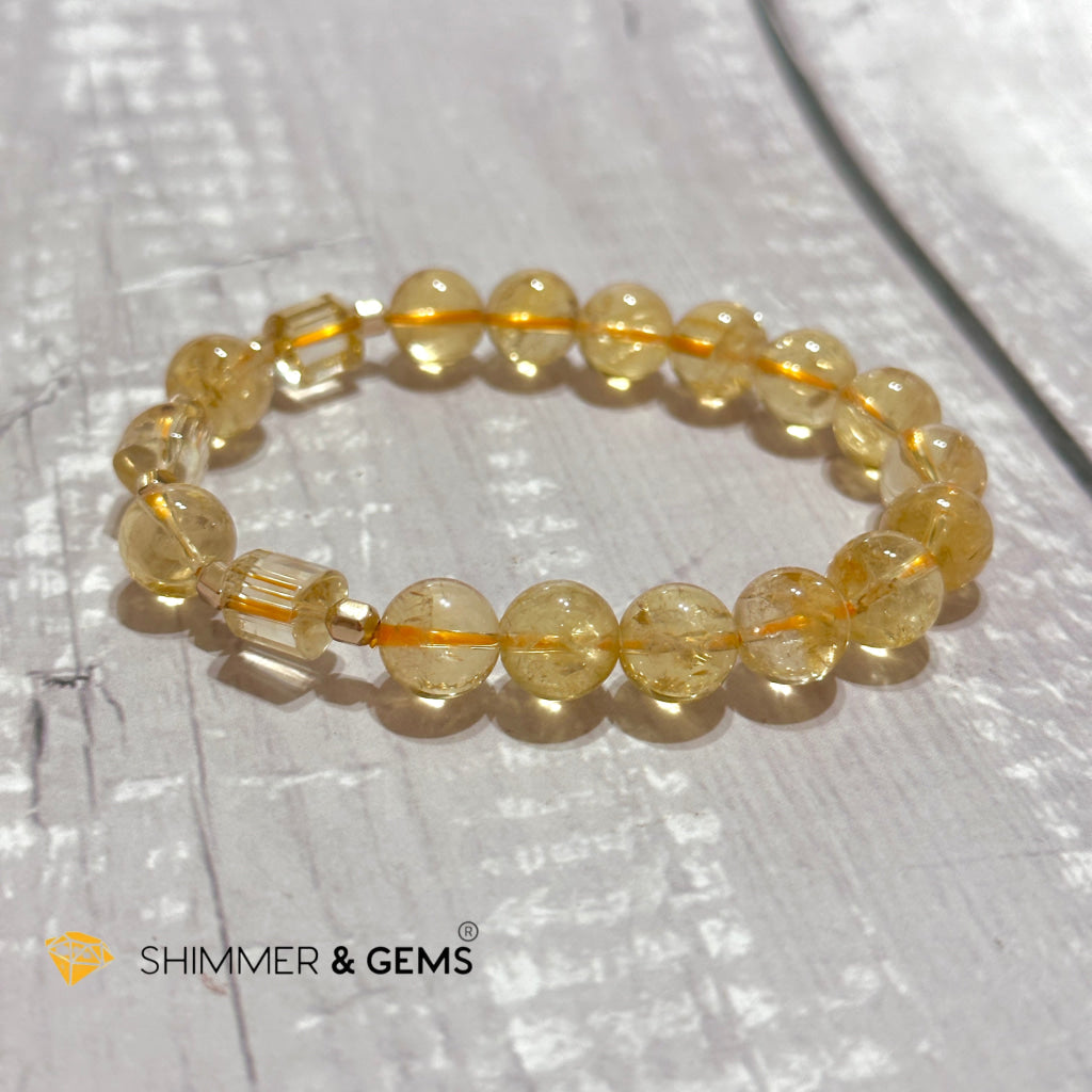 Citrine 10mm With 14k gold-filled Healing Bracelet (Money & Wealth)AAA Grade