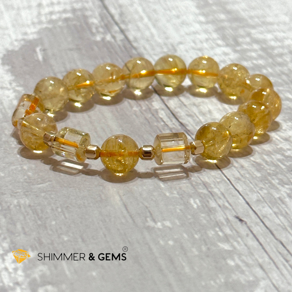 Citrine 10mm With 14k gold-filled Healing Bracelet (Money & Wealth)AAA Grade