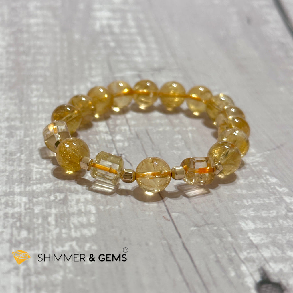 Citrine 10mm With 14k gold-filled Healing Bracelet (Money & Wealth)AAA Grade