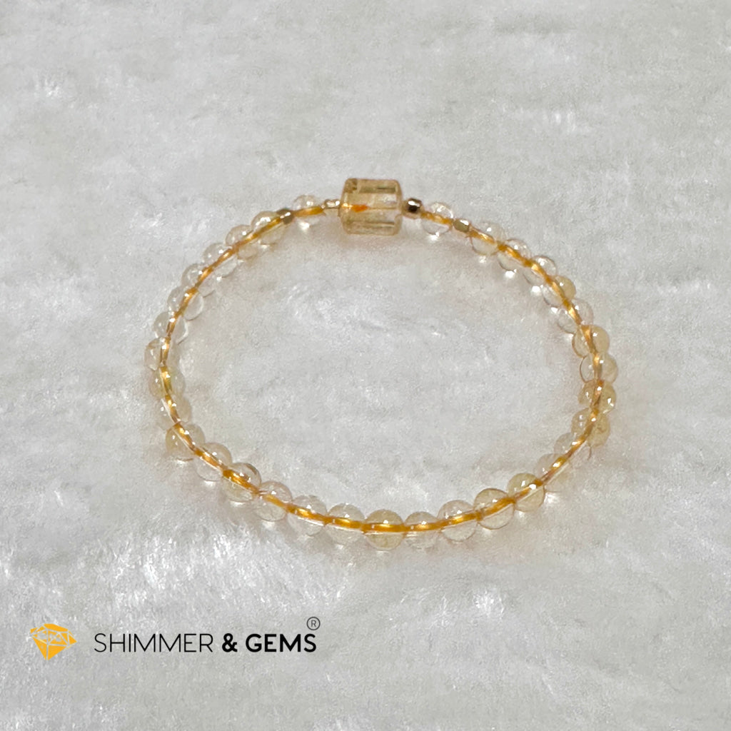 Citrine 4mm Wealth Activator Bracelet with 14k gold filled beads
