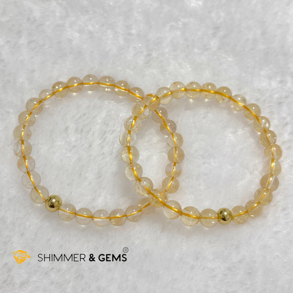 Citrine 6mm Bracelet with 14k gold filled bead