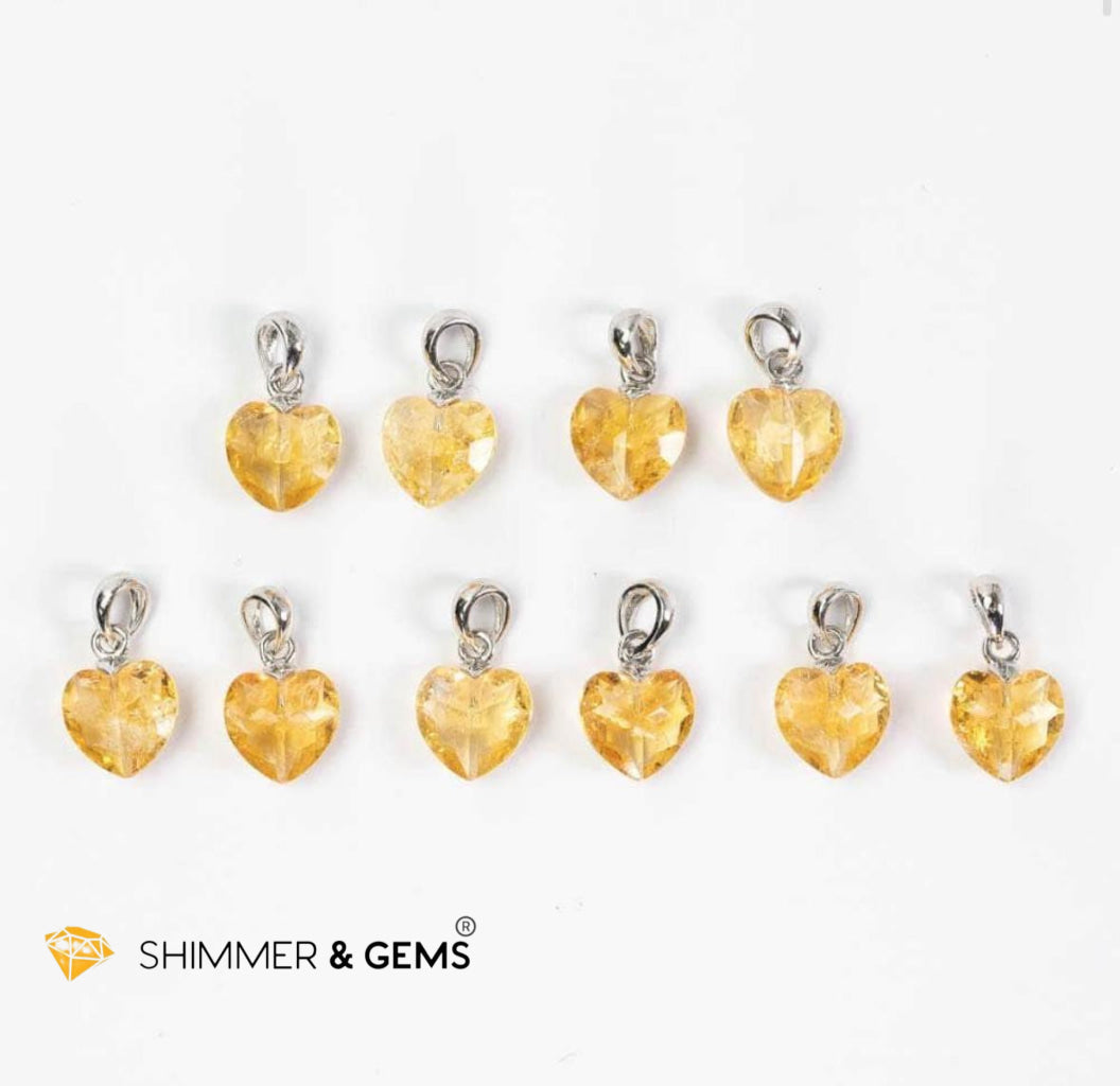 Citrine 8mm Heart 925 Silver Pendant (Radiant Abundance)