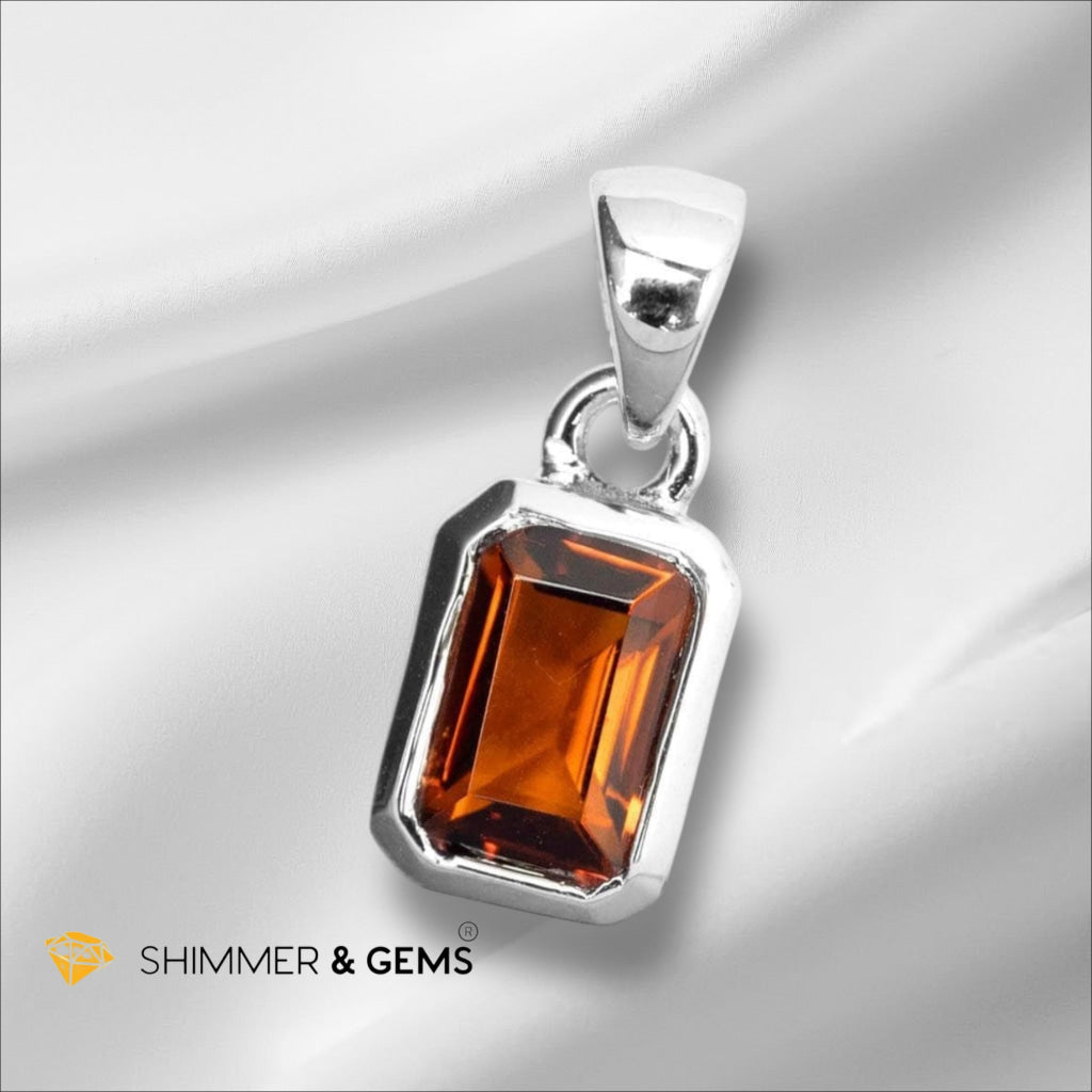 Citrine Orange Madeira Pendant 4x6mm 925 Silver (Encoded & Activated) Flame of Abundance