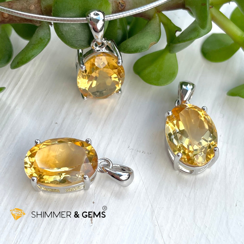 Citrine Oval Pendant In 925 Silver (Money Magnet) Charms & Pendants