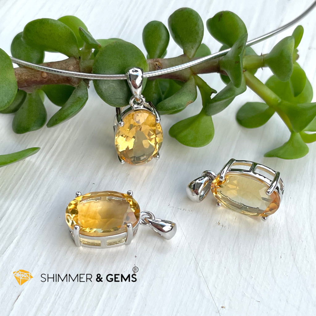 Citrine Oval Pendant In 925 Silver (Money Magnet) Charms & Pendants