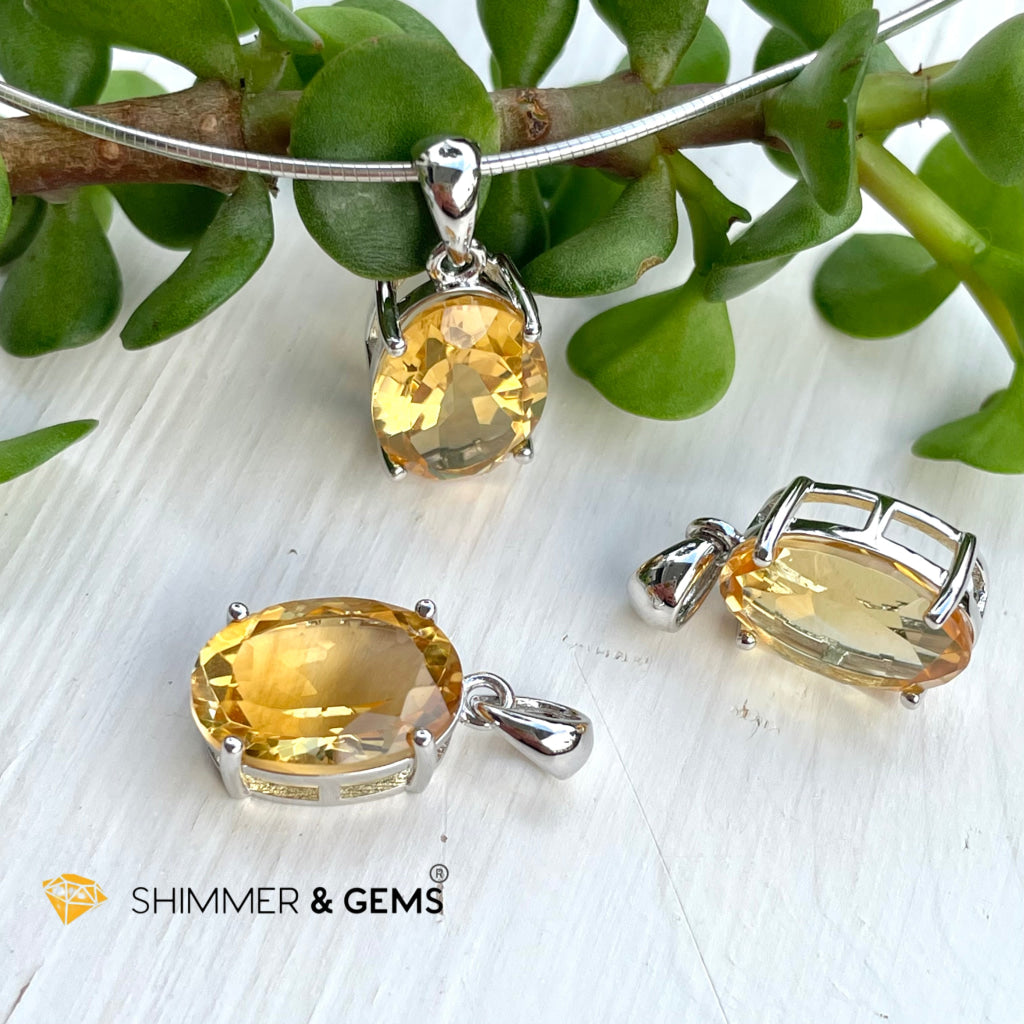 Citrine Oval Pendant In 925 Silver (Money Magnet) Charms & Pendants