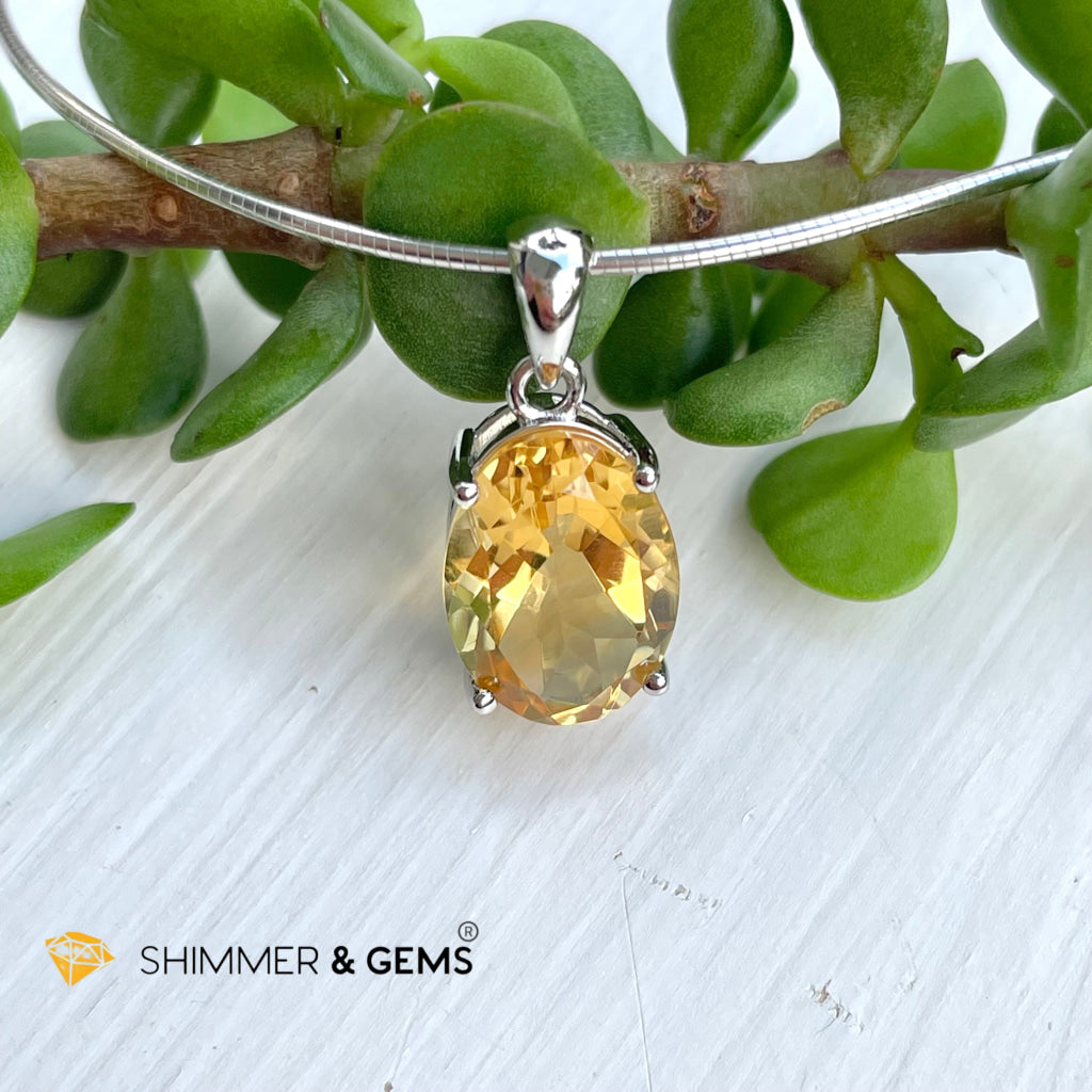 Citrine Oval Pendant In 925 Silver (Money Magnet) Charms & Pendants