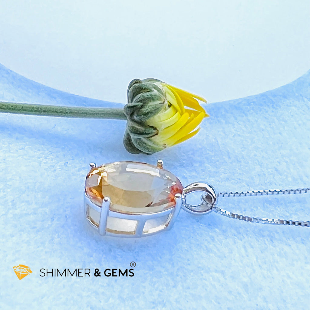 Citrine Oval Pendant (12X16Mm) 925 Silver (Wealth Activator) Aaa Grade Charms & Pendants