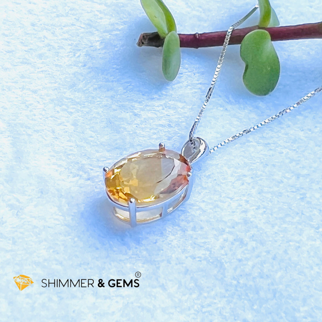 Citrine Oval Pendant (12X16Mm) 925 Silver (Wealth Activator) Aaa Grade Charms & Pendants