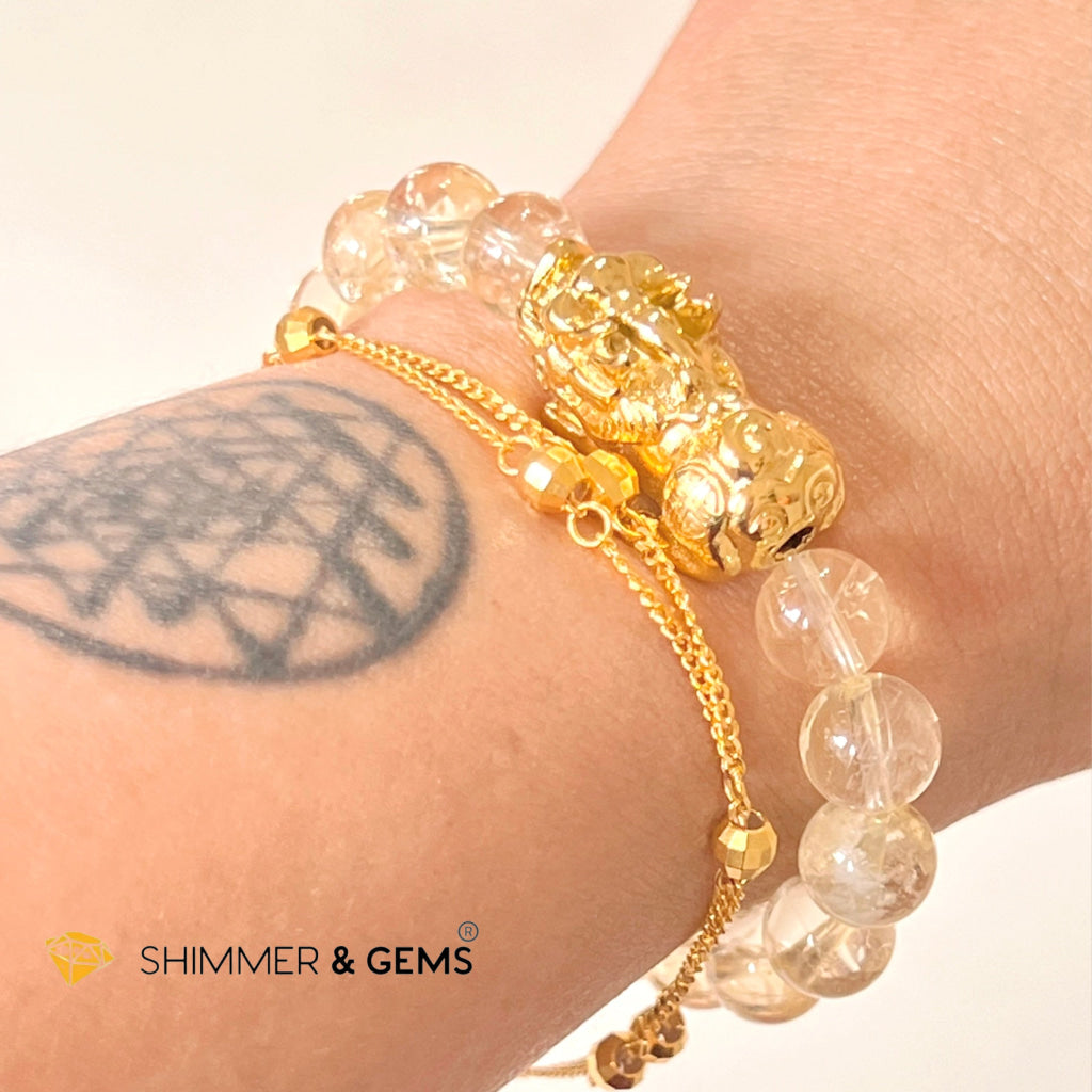 Citrine Stainless Steel Pixiu Bracelet (8Mm)
