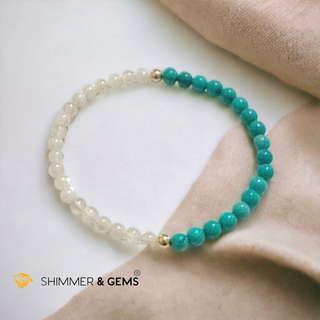Divine Alchemy Bracelet (Turquoise, Moonstone 4mm with 14k gold filled beads)