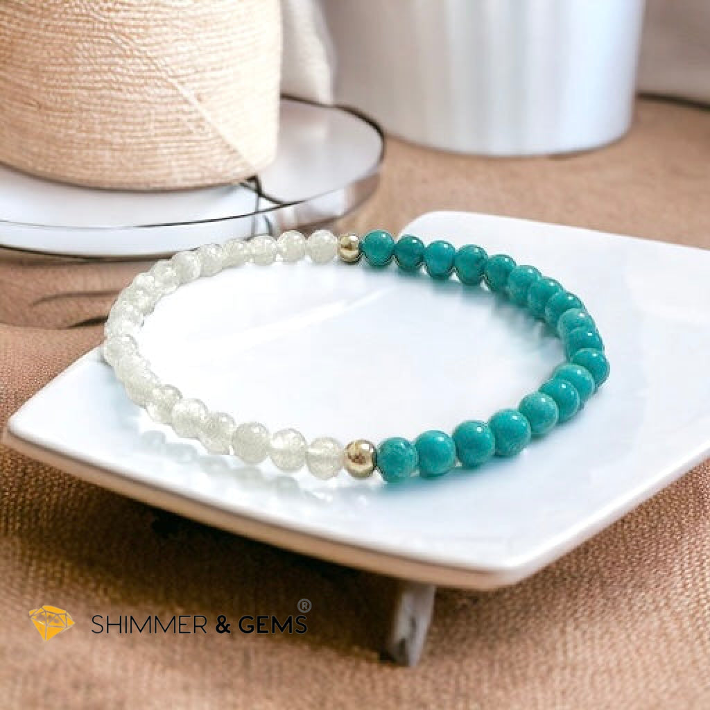 Divine Alchemy Bracelet (Turquoise, Moonstone 4mm with 14k gold filled beads)