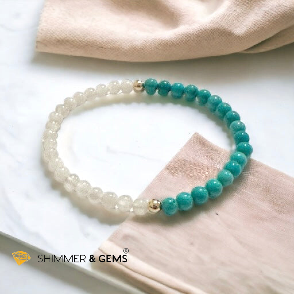 Divine Alchemy Bracelet (Turquoise, Moonstone 4mm with 14k gold filled beads)
