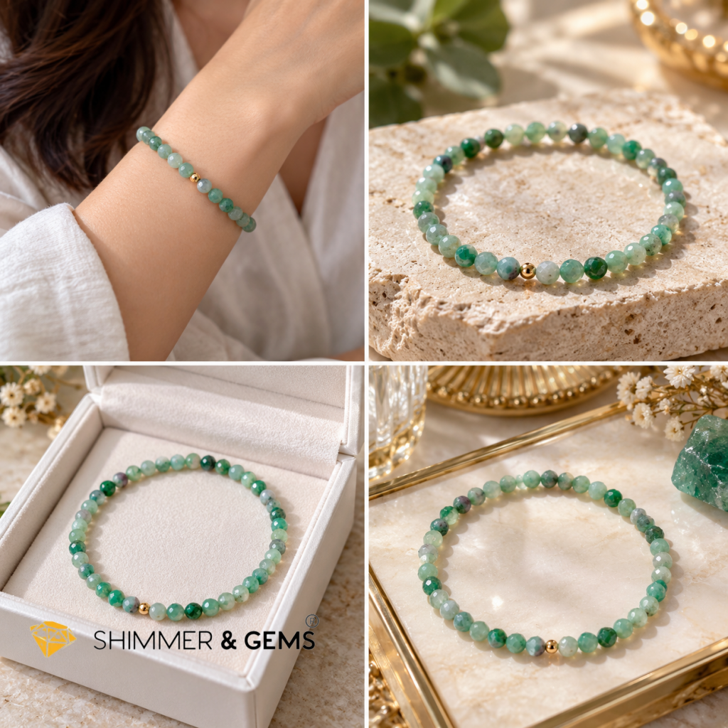 Emerald 4mm Faceted Bracelet (LET’S BE RICH! Encoded)