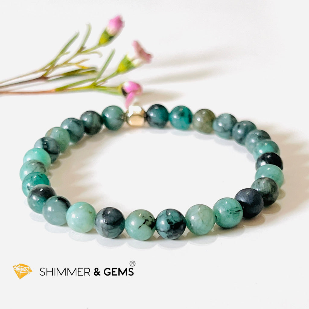 Emerald Healing Bracelet With 14K Gold-Filled Bead (Success & Luck) Bracelets