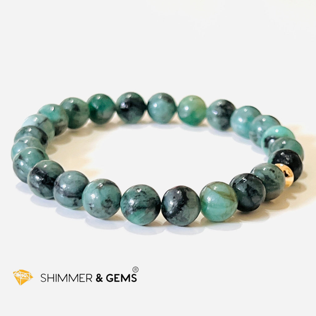 Emerald Healing 8Mm Bracelet With 14K Gold-Filled Bead (Success & Luck) Bracelets